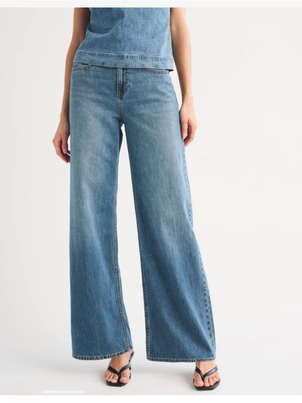 Abercrombie and fitch high rise wide leg linen blend jeans
